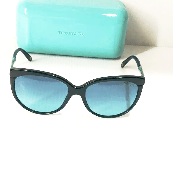 Tiffany woman’s Sunglasses TF 4097 cat eye black frame blue lenses