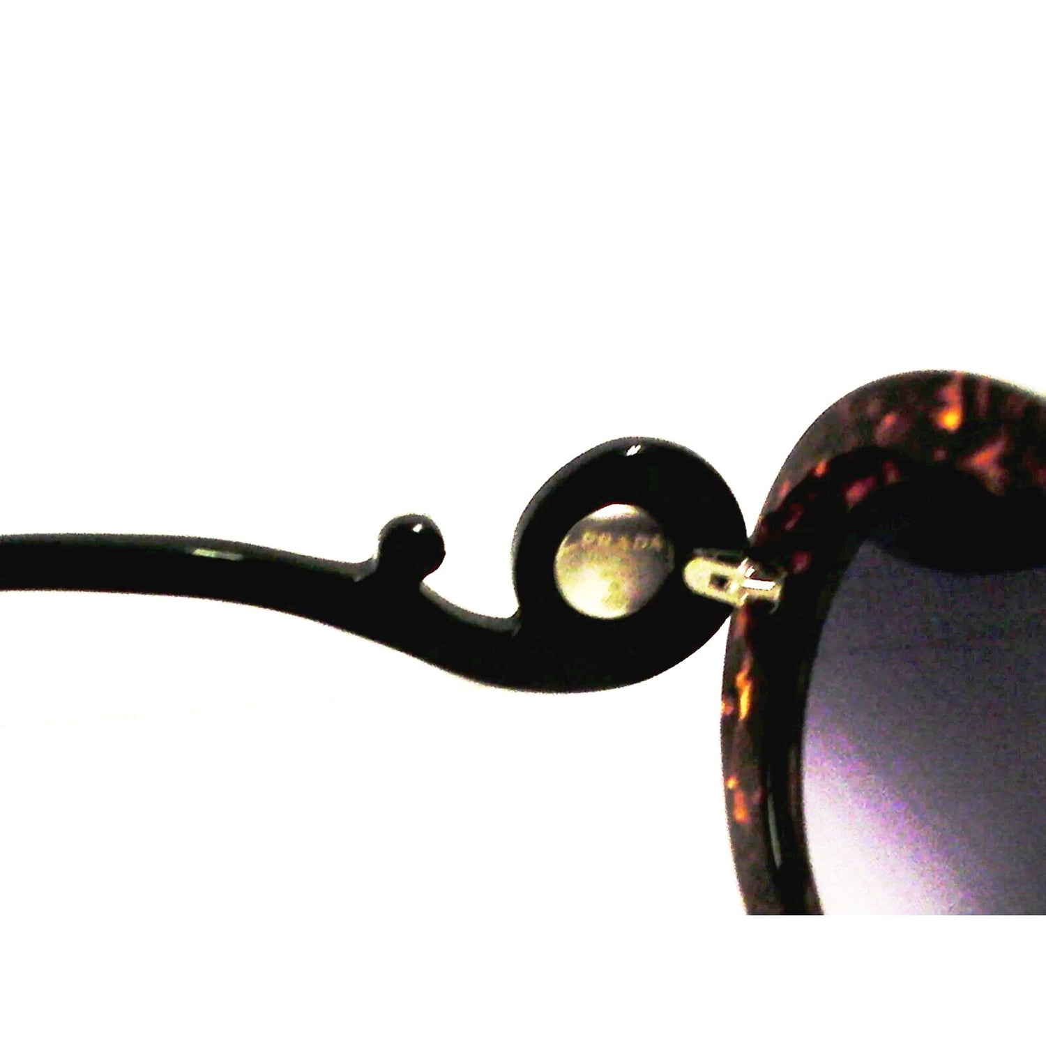 PRADA New Sunglasses womens round tortoise black arm spr 27QS Swarovski Crystal