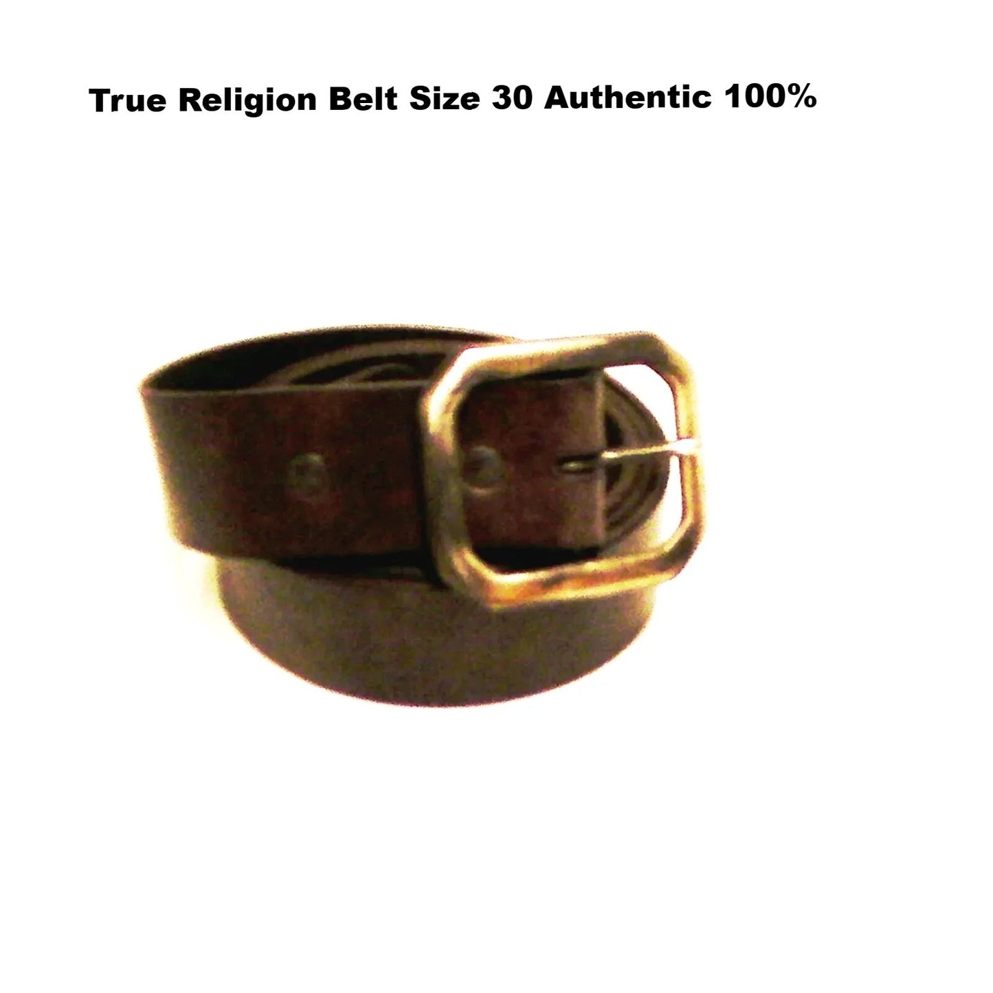 True religion mens leather belt gunmetal buckle size 30 inch dark  brown new