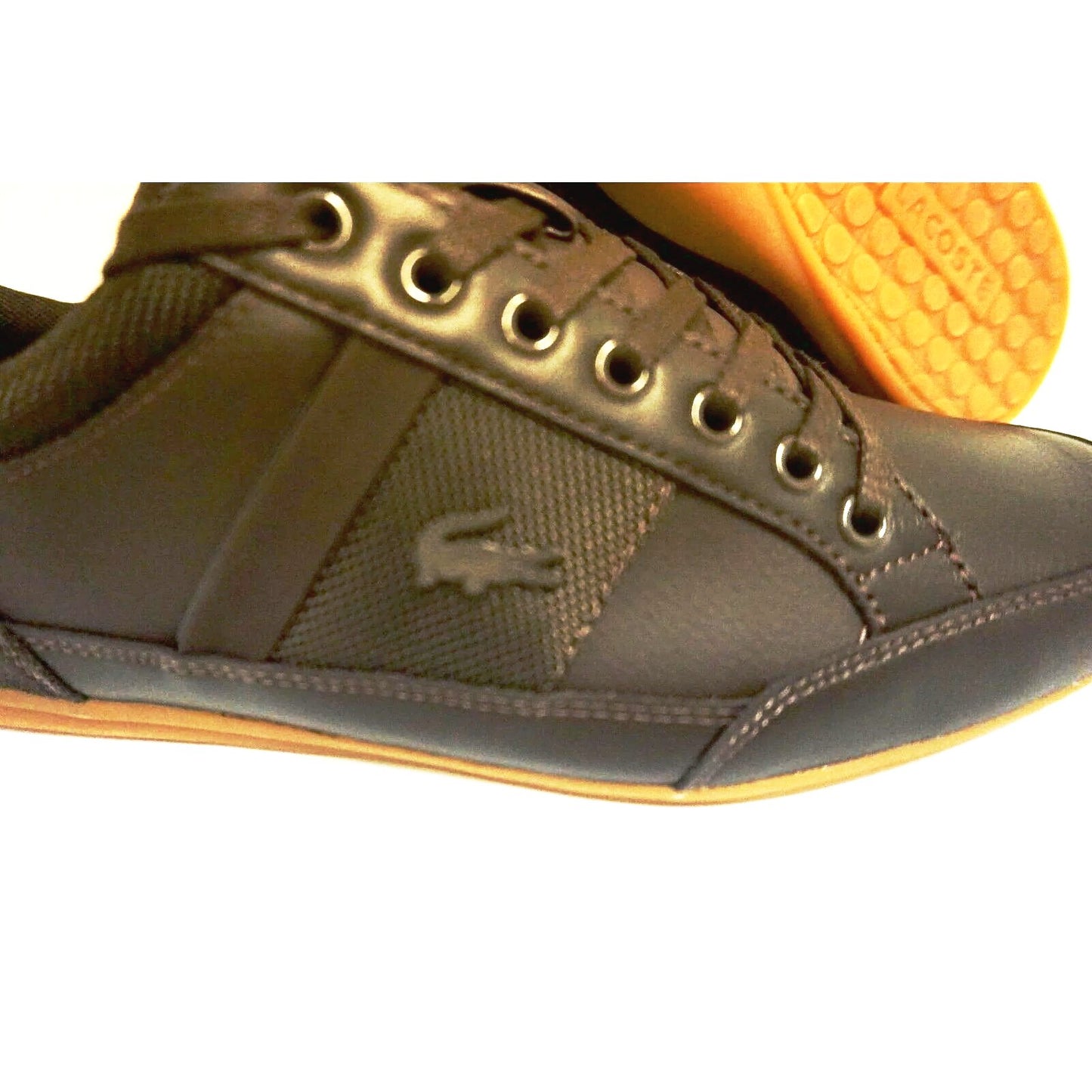 Lacoste men shoes chaymon 116 1 spm leather dark brown black size 8.5 new