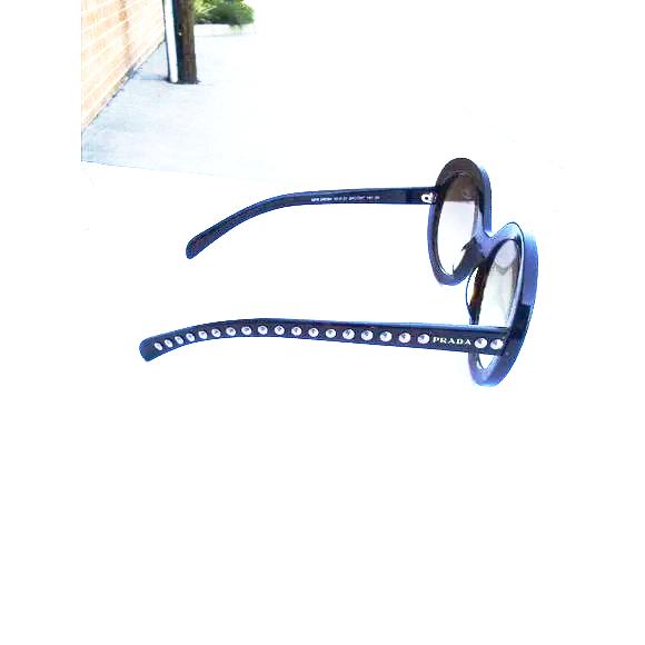 Prada woman sunglasses Round SPR 29QSK dark brown frame made in Italy