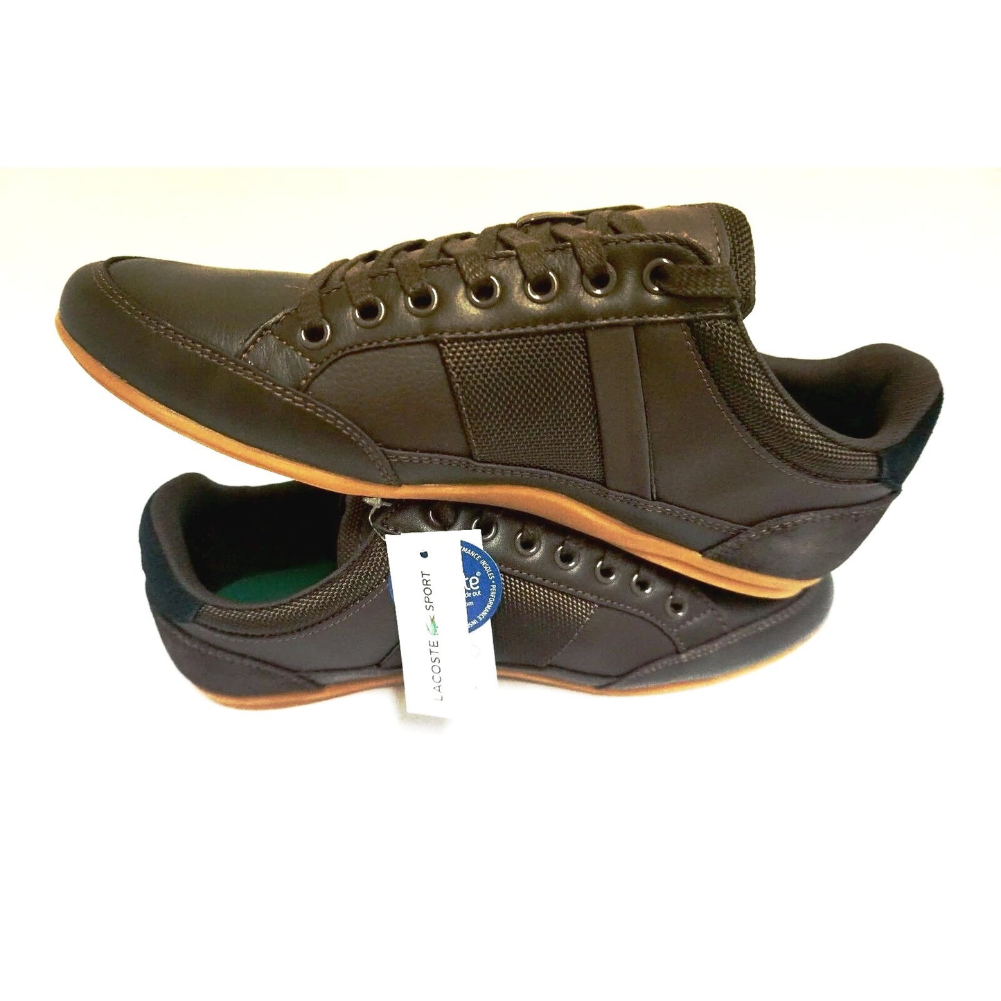 Lacoste men shoes chaymon 116 1 spm leather dark brown black size 8 new