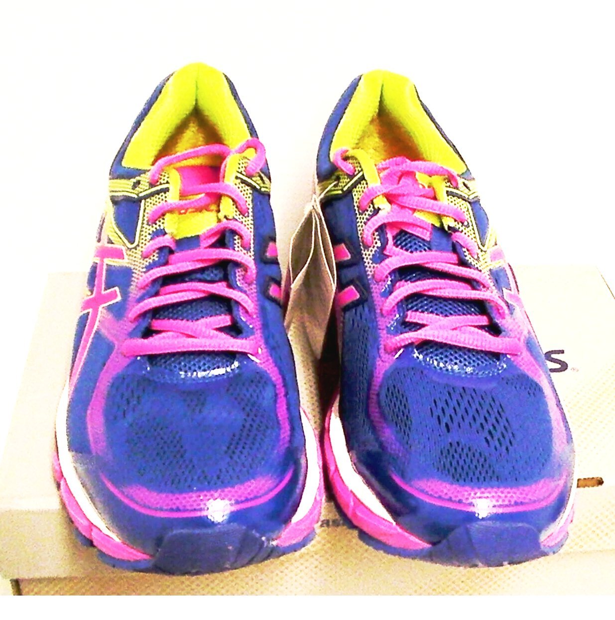 Asics women's running shoes gel surveyor 5 blue pink lime size 9 us