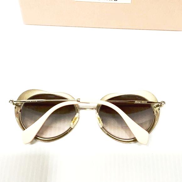Miu Miu woman’s sunglasses smu 54R grey lenses gold frame red heart