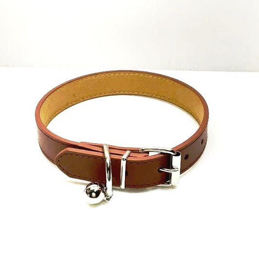 Genuine leather dog collar belt brown color large size - Classic Fashion Deals