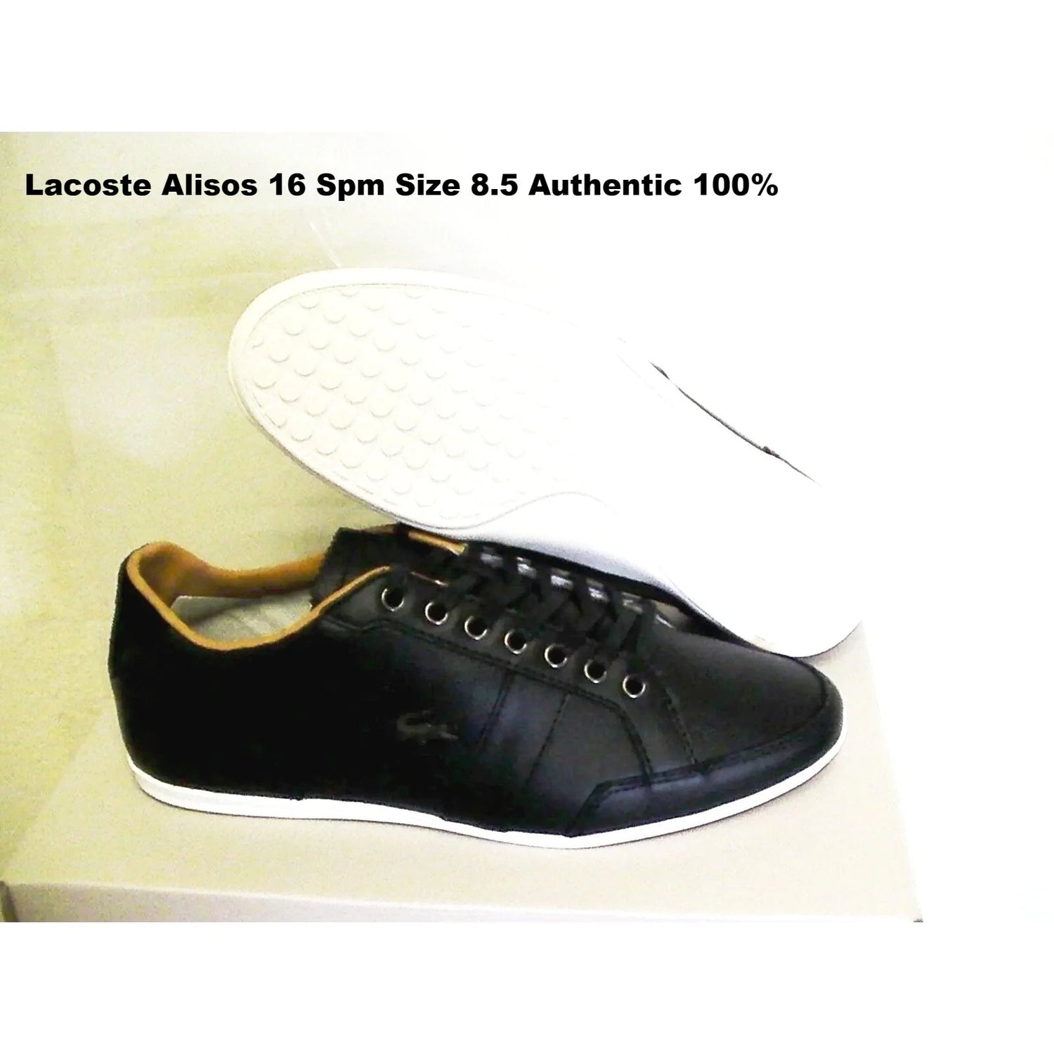 Lacoste casual shoes alisos 16 spm black leather size 8.5 us new with box - Classic Fashion Deals