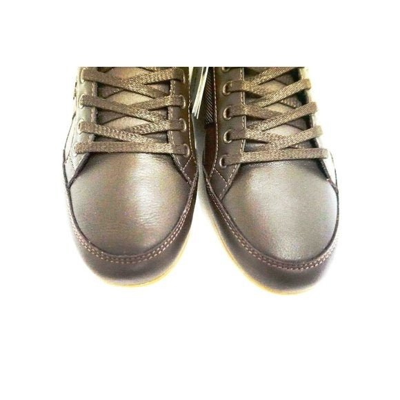 Lacoste men shoes chaymon 116 1 spm leather dark brown black size 7.5 new - Classic Fashion Deals
