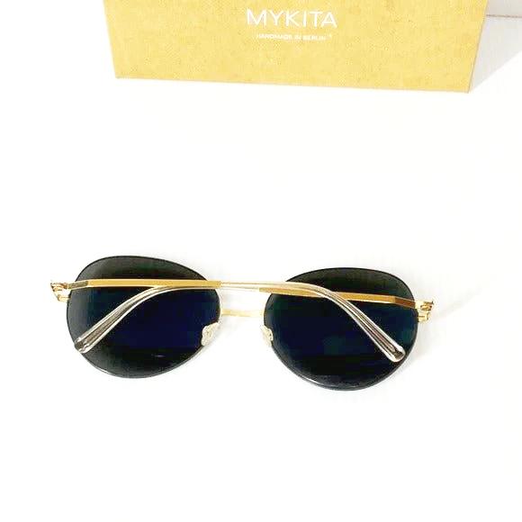 Mykita woman’s sunglasses Aimi cat eye black lenses gold frame - Classic Fashion Deals
