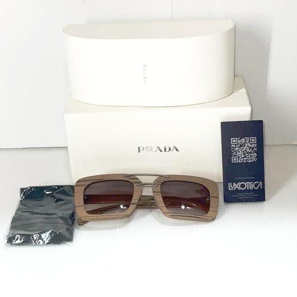 Prada woman’s sunglasses spr 30RS wood frame brown lenses - Classic Fashion Deals