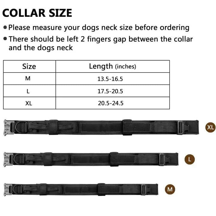 Tactical Dog Collar, Adjustable Training Nylon Dog Collar with Control Handle Large - Classic Fashion Deals