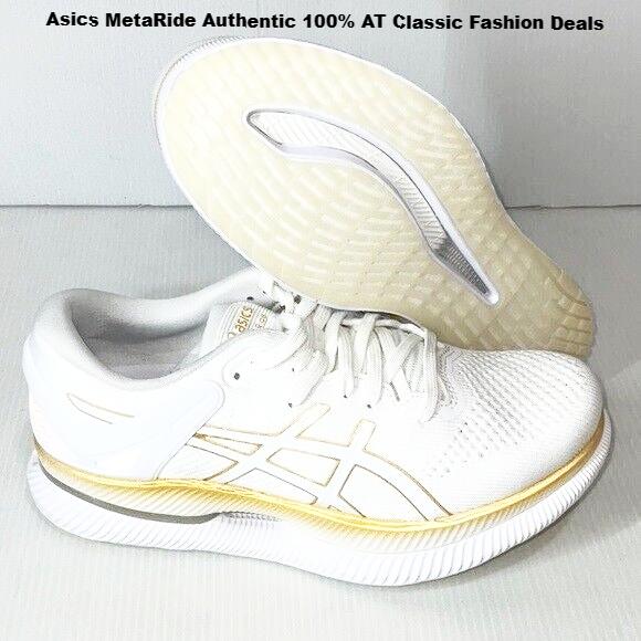 Woman’s Asics MetaRide white/pure gold running shoes size 9.5 US - Classic Fashion Deals